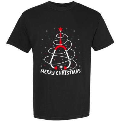 Merry Christmas Stethoscope Nursing Nurse Christmas Tree Gift Garment-Dyed Heavyweight T-Shirt