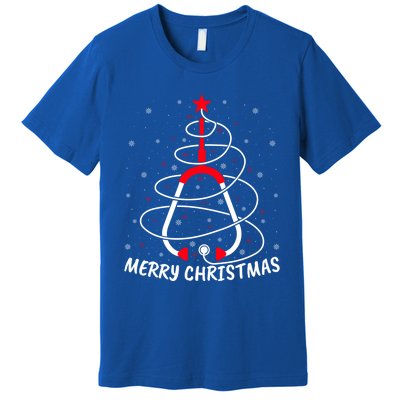 Merry Christmas Stethoscope Nursing Nurse Christmas Tree Gift Premium T-Shirt