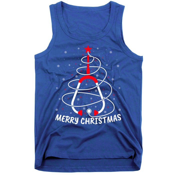 Merry Christmas Stethoscope Nursing Nurse Christmas Tree Gift Tank Top