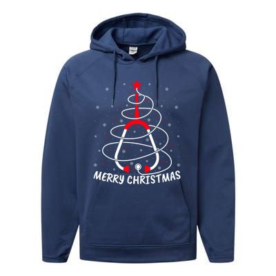 Merry Christmas Stethoscope Nursing Nurse Christmas Tree Gift Performance Fleece Hoodie