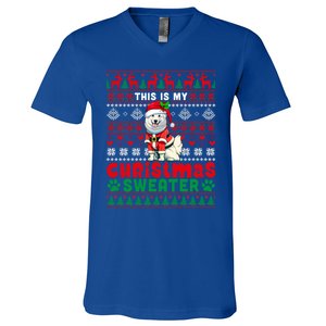 My Christmas Sweater Costume Santa Samoyed Lover Owner Meaningful Gift V-Neck T-Shirt