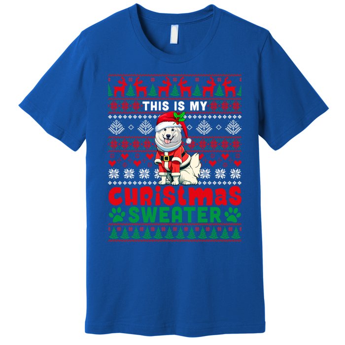 My Christmas Sweater Costume Santa Samoyed Lover Owner Meaningful Gift Premium T-Shirt