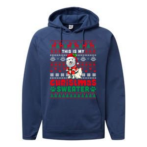 My Christmas Sweater Costume Santa Samoyed Lover Owner Meaningful Gift Performance Fleece Hoodie