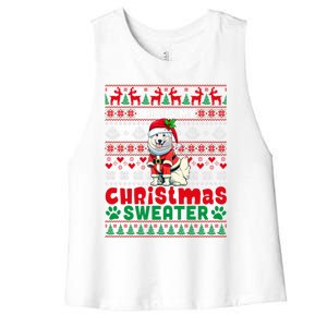 My Christmas Sweater Costume Santa Samoyed Lover Owner Meaningful Gift Women's Racerback Cropped Tank