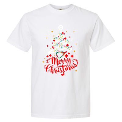 Merry Christmas Stethoscope Tree Cute Medical Rn Nurse Xmas Gift Garment-Dyed Heavyweight T-Shirt