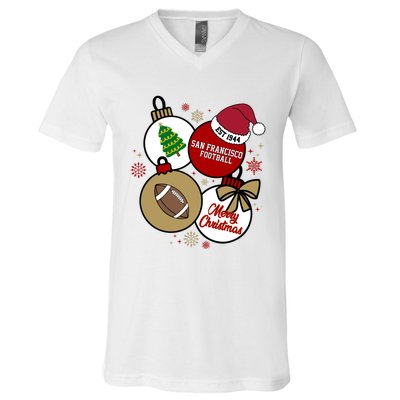 Merry Christmas San Francisco Football Est 1944 V-Neck T-Shirt