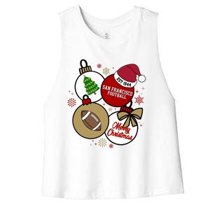 Merry Christmas San Francisco Football Est 1944 Women's Racerback Cropped Tank