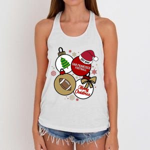 Merry Christmas San Francisco Football Est 1944 Women's Knotted Racerback Tank