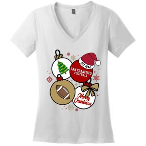 Merry Christmas San Francisco Football Est 1944 Women's V-Neck T-Shirt