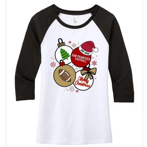 Merry Christmas San Francisco Football Est 1944 Women's Tri-Blend 3/4-Sleeve Raglan Shirt