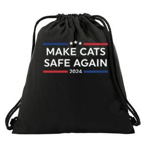 Make Cats Safe Again Funny 2024 Presidential Election Drawstring Bag