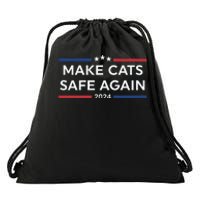 Make Cats Safe Again Funny 2024 Presidential Election Drawstring Bag