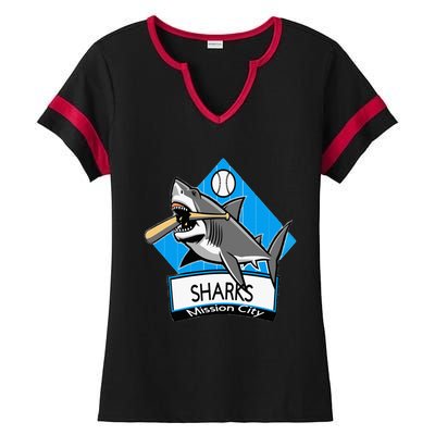 Mission City Sharks Baseball Ladies Halftime Notch Neck Tee