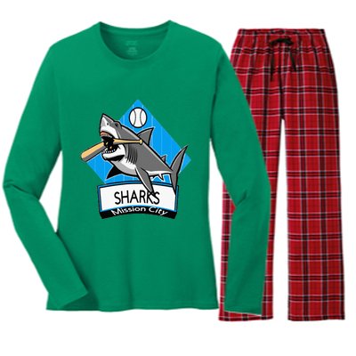 Mission City Sharks Baseball Women's Long Sleeve Flannel Pajama Set 