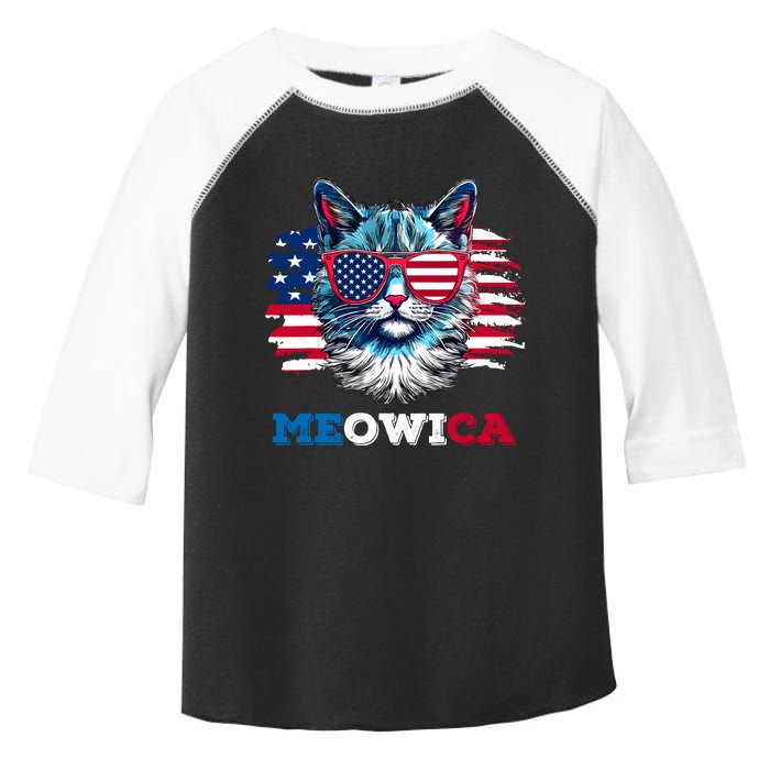 Meowica Cat Sunglasses American Flag Usa Cat 4th Of July Toddler Fine Jersey T-Shirt