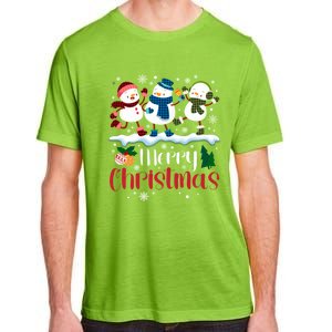 Merry Christmas Snowman Buffalo Plaid Xmas Tree Snowflakes Adult ChromaSoft Performance T-Shirt