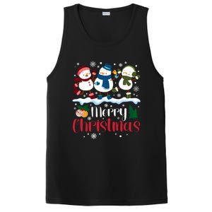 Merry Christmas Snowman Buffalo Plaid Xmas Tree Snowflakes PosiCharge Competitor Tank