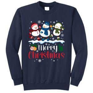 Merry Christmas Snowman Buffalo Plaid Xmas Tree Snowflakes Sweatshirt