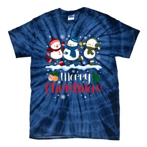 Merry Christmas Snowman Buffalo Plaid Xmas Tree Snowflakes Tie-Dye T-Shirt