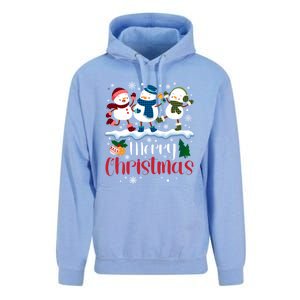 Merry Christmas Snowman Buffalo Plaid Xmas Tree Snowflakes Unisex Surf Hoodie