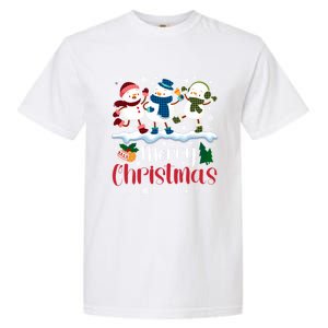 Merry Christmas Snowman Buffalo Plaid Xmas Tree Snowflakes Garment-Dyed Heavyweight T-Shirt