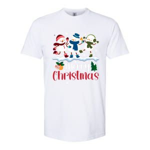 Merry Christmas Snowman Buffalo Plaid Xmas Tree Snowflakes Softstyle CVC T-Shirt