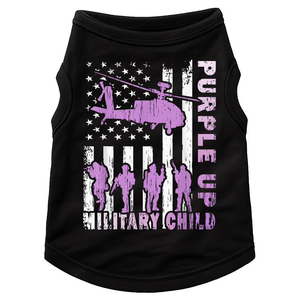Military Child Shirt Purple Up American Flag Helicopter Kid Doggie Tank