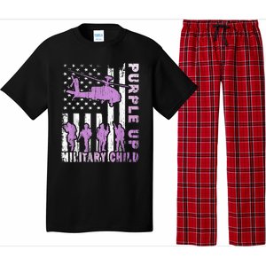 Military Child Shirt Purple Up American Flag Helicopter Kid Pajama Set