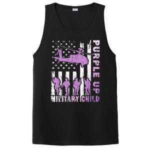 Military Child Shirt Purple Up American Flag Helicopter Kid PosiCharge Competitor Tank