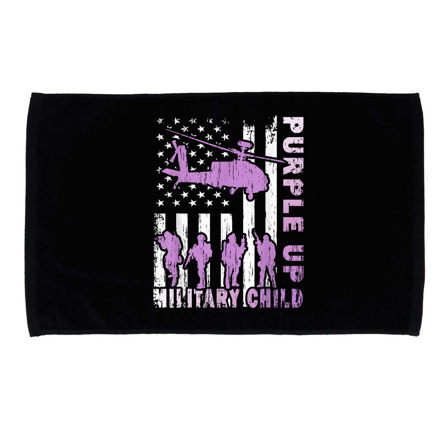 Military Child Shirt Purple Up American Flag Helicopter Kid Microfiber Hand Towel