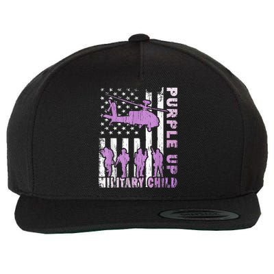 Military Child Shirt Purple Up American Flag Helicopter Kid Wool Snapback Cap