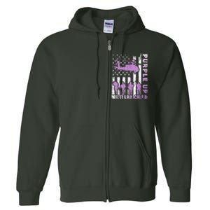 Military Child Shirt Purple Up American Flag Helicopter Kid Full Zip Hoodie