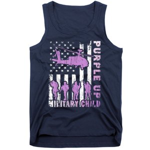 Military Child Shirt Purple Up American Flag Helicopter Kid Tank Top