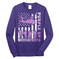 Military Child Shirt Purple Up American Flag Helicopter Kid Long Sleeve Shirt