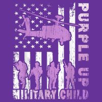 Military Child Shirt Purple Up American Flag Helicopter Kid T-Shirt