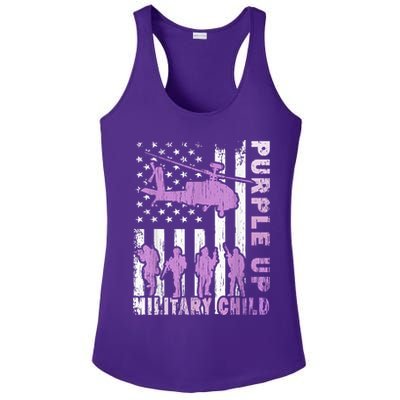 Military Child Shirt Purple Up American Flag Helicopter Kid Ladies PosiCharge Competitor Racerback Tank