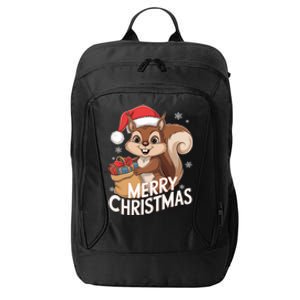 Merry Christmas Squirrel In Santa Hat With Presents Xmas City Backpack