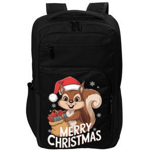 Merry Christmas Squirrel In Santa Hat With Presents Xmas Impact Tech Backpack