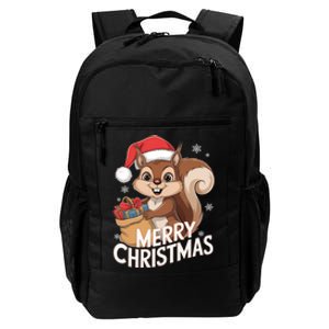 Merry Christmas Squirrel In Santa Hat With Presents Xmas Daily Commute Backpack