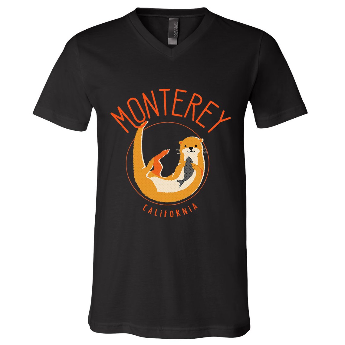 Monterey California Sea Otter Design V-Neck T-Shirt