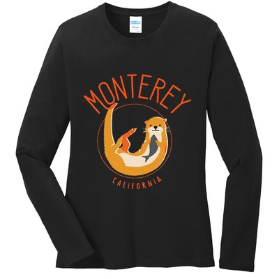 Monterey California Sea Otter Design Ladies Long Sleeve Shirt