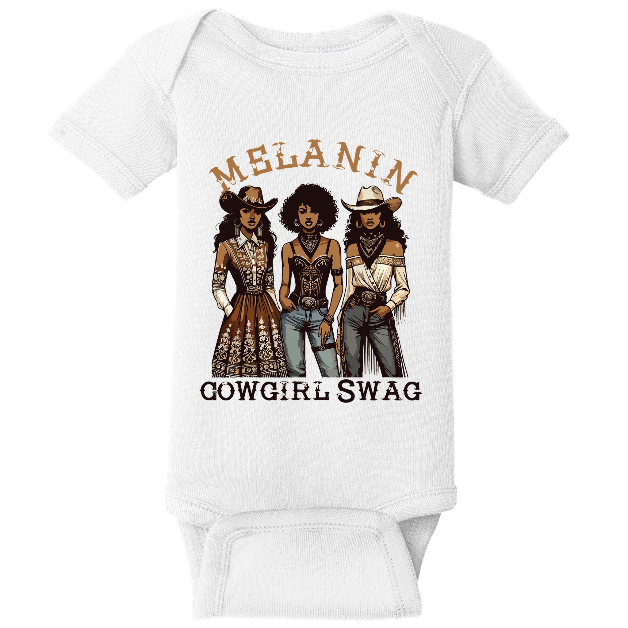 Melanin Cowgirl Swag African American Cowgirl Black History Baby Bodysuit