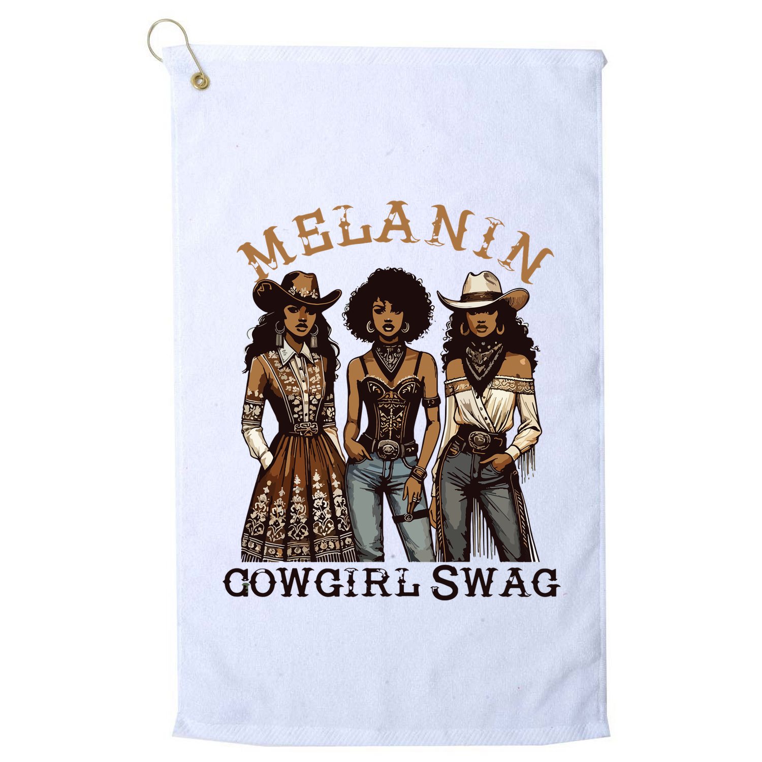 Melanin Cowgirl Swag African American Cowgirl Black History Golf Towel