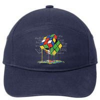 Melting Cube Speed Cubing Vintage Puzzle Math 7-Panel Snapback Hat