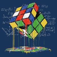 Melting Cube Speed Cubing Vintage Puzzle Math 7-Panel Snapback Hat