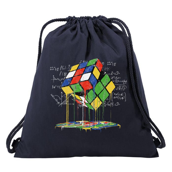 Melting Cube Speed Cubing Vintage Puzzle Math Drawstring Bag