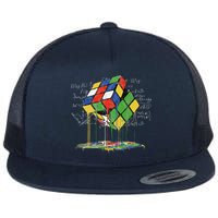Melting Cube Speed Cubing Vintage Puzzle Math Flat Bill Trucker Hat