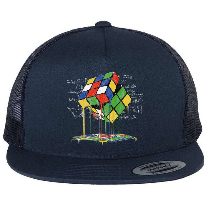 Melting Cube Speed Cubing Vintage Puzzle Math Flat Bill Trucker Hat