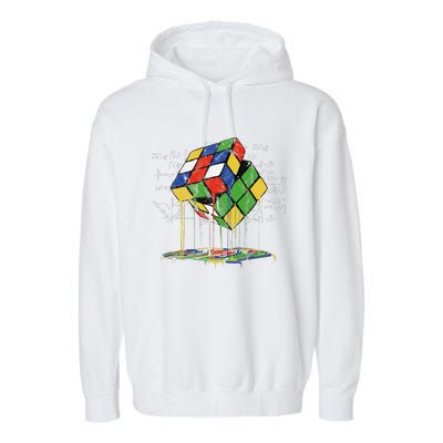 Melting Cube Speed Cubing Vintage Puzzle Math Garment-Dyed Fleece Hoodie