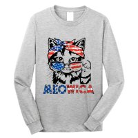 Meowica Cat Sunglasses American Flag 4th Of July Merica Usa Long Sleeve Shirt